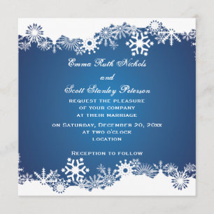 Schneeflocke, blaue Winterhochzeit Einladung