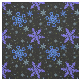 Schneeflocke-blaues Lila auf Schwarzem Stoff