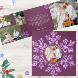 Schneeflocke Bling Einzigartiges 7-Pic-Multi-Foto Dreifach Gefaltete Urlaubskarte