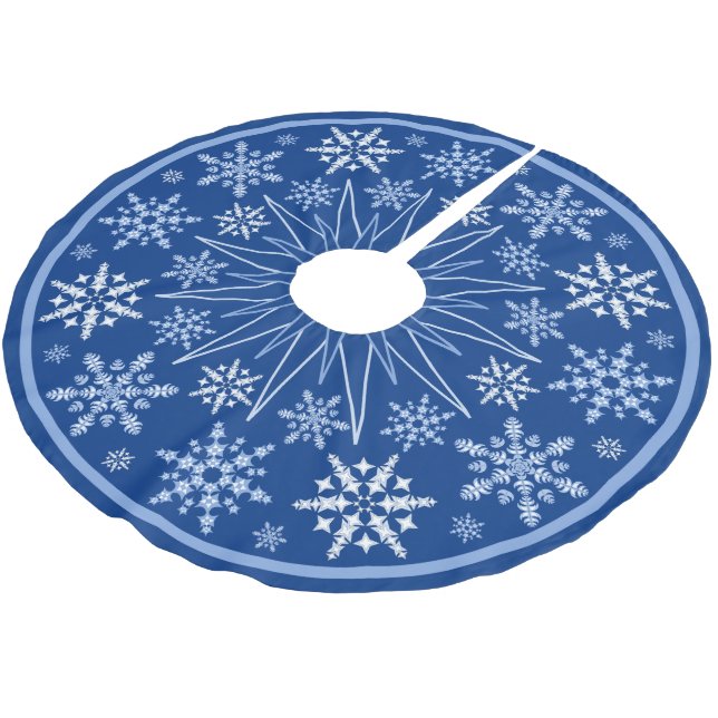 Schneeflocke-Blizzard Polyester Weihnachtsbaumdecke (Schrägansicht)