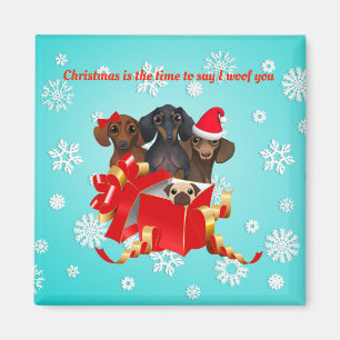 Schneeflocke-Dackel-dekorativer Weihnachtsmagnet Magnet