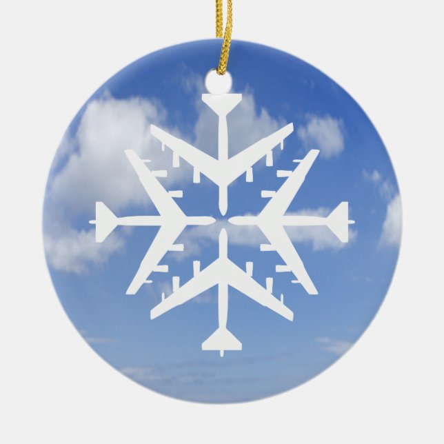 Schneeflocke der Flugzeug-B-52 Keramik Ornament (Vorne)