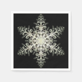 Schneeflocke eisige Spitze Winter weiß und schwarz Serviette
