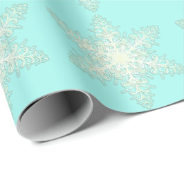 Schneeflocke eisige Spitze Winterweiß und aquamari Geschenkpapier