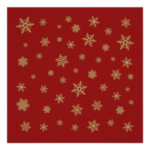 Schneeflocke-Entwurfs-Gold auf Rot Poster