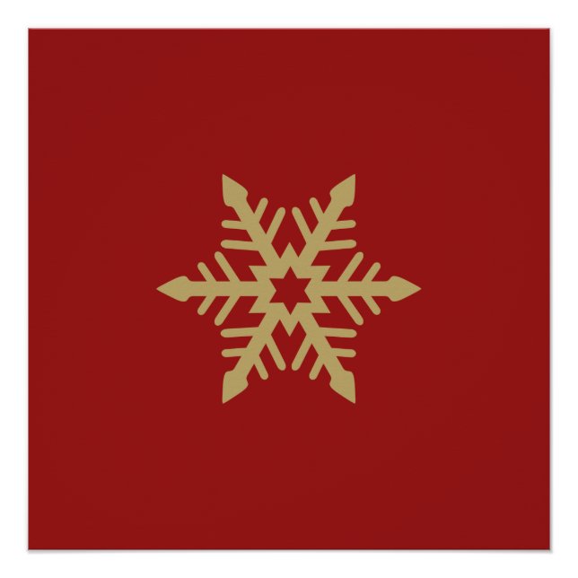 Schneeflocke-Entwurfs-Gold auf Rot Poster (Vorderseite)