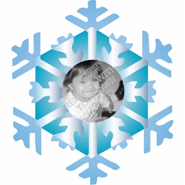 Schneeflocke-Foto-personalisierte Freistehende Fotoskulptur (Vorne)