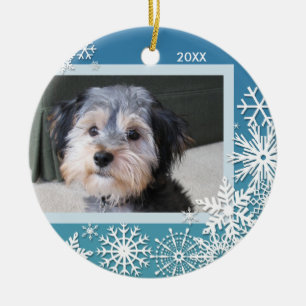 Schneeflocke-Foto-Rahmen für Weihnachten Keramikornament