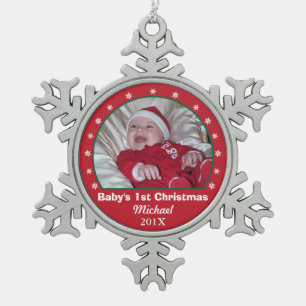 Schneeflocke-Foto-Verzierung des Babys erste Schneeflocken Zinn-Ornament
