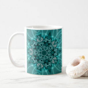 Schneeflocke Fraktal in Blau und Weiß Kaffeetasse