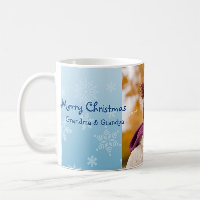 Schneeflocke-frohe Weihnacht-Großeltern-Tasse Kaffeetasse (Links)