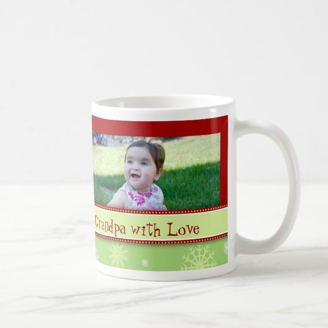 Schneeflocke-frohe Weihnacht-Großvater-Tasse Kaffeetasse (Rechts)