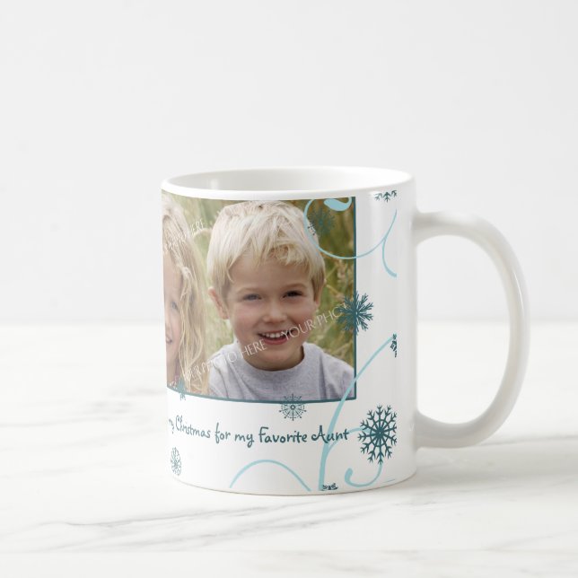 Schneeflocke-frohe Weihnacht-Tante Mug Kaffeetasse (Rechts)