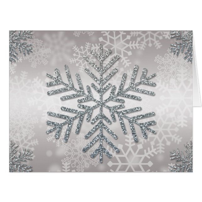 Schneeflocke für Urlaub mit Silberner Glitzer (Vorderseite (Horizontal))