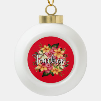 Schneeflocke Gerahmte Ornamentfarbe rot für Lehrer Keramik Kugel-Ornament