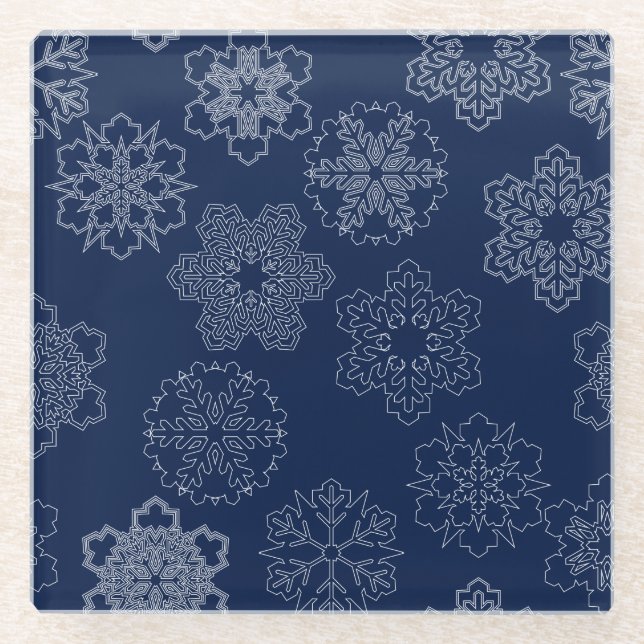 Schneeflocke Glasuntersetzer (Vorderseite)