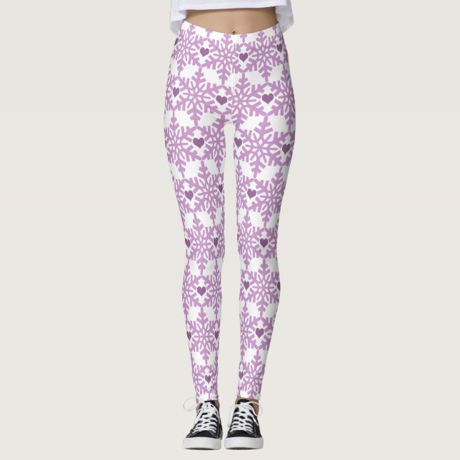 Schneeflocke Herzmuster Leggings (Vorderseite)