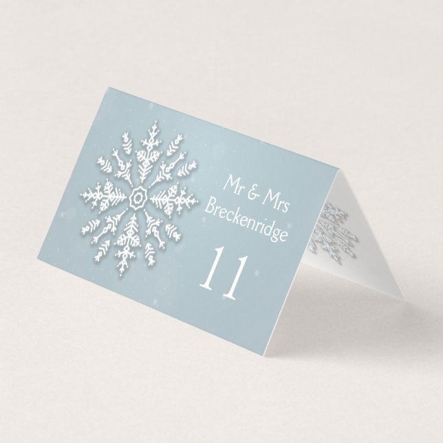 Schneeflocke Hochzeit Tischnummer, Platzkarte (Vorderseite)