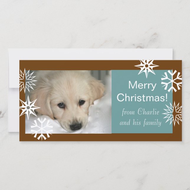 Schneeflocke-HundeweihnachtsFoto kardiert Feiertagskarte (Vorderseite)