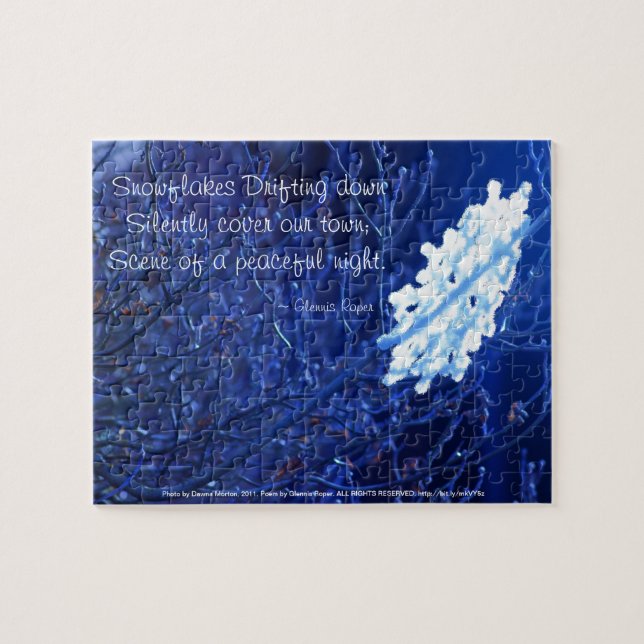 Schneeflocke in Blau 7 Haiku (Horizontal)