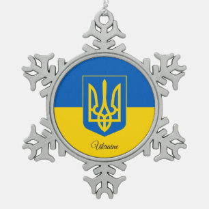 Schneeflocke in der Ukraine, ukrainische Flagge Schneeflocken Zinn-Ornament
