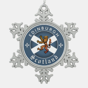 Schneeflocke in Schottland, Edinburgh, Schottische Schneeflocken Zinn-Ornament
