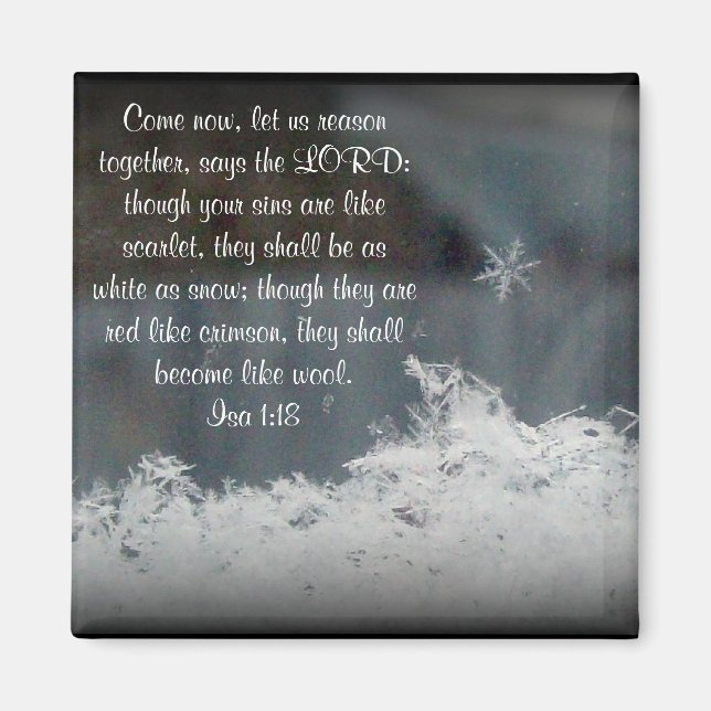 Schneeflocke ~ Isa 1:18 Magnet (Vorne)