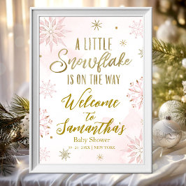 Schneeflocke ist auf dem Weg Babydusche Begrüßungs Poster