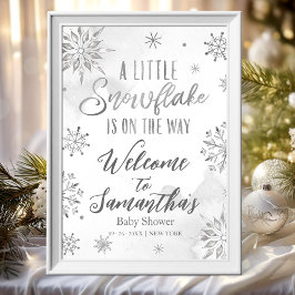 Schneeflocke ist auf dem Weg Babydusche Begrüßungs Poster