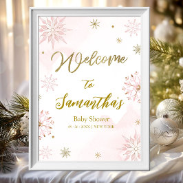 Schneeflocke ist auf dem Weg Babydusche Begrüßungs Poster