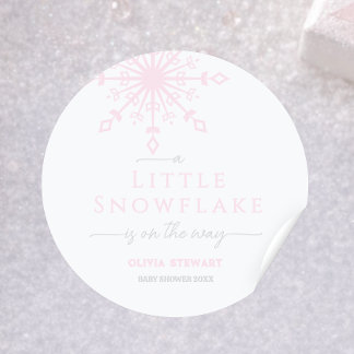 Schneeflocke ist auf dem Weg Winter-Baby-Party Runder Aufkleber