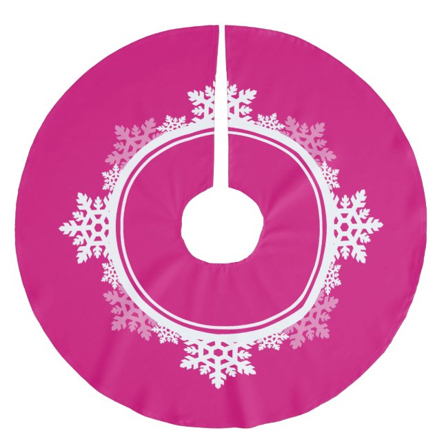 Schneeflocke-Kranz in pinkfarbenem rosa u. im Weiß Polyester Weihnachtsbaumdecke (Vorderseite)
