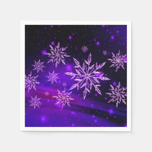 Schneeflocke lila rosa Winter niedlich Serviette (Vorderseite)