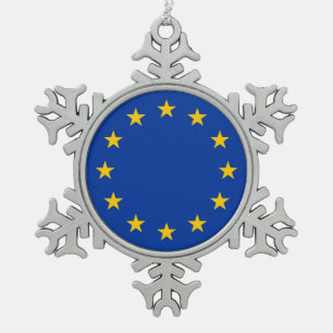 Schneeflocke mit europäischer Gewerkschaft-Flagge Schneeflocken Zinn-Ornament