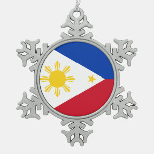 Schneeflocke mit philippinischer Flagge Schneeflocken Zinn-Ornament