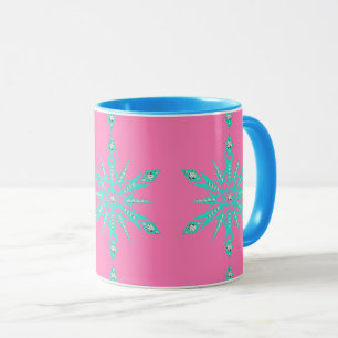 Schneeflocke Mitte des Jahrhunderts türkis rosa Vi Tasse
