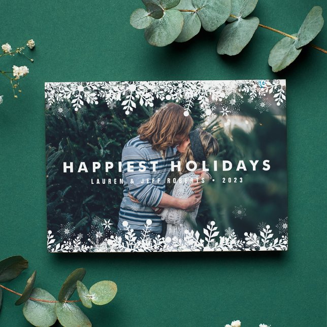 Schneeflocke | Modern Holiday Foto Card Feiertagskarte (Von Creator hochgeladen)