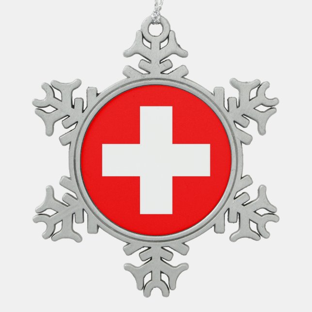 Schneeflocke Ornament mit Schweizer Flagge (Vorderseite)