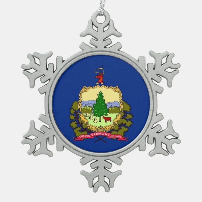 Schneeflocke Ornament mit Vermont Flag (Vorderseite)