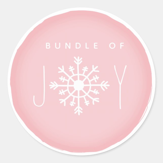 Schneeflocke Pink Baby Dusche Runder Aufkleber (Vorderseite)