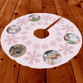 Schneeflocke Pink Glau Farbenfroh 5 Foto Weihnacht Polyester Weihnachtsbaumdecke