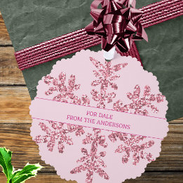 Schneeflocke Rosa Glam Elegantes Minimalistisches  Ornament Karte