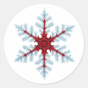 Schneeflocke - Rot Runder Aufkleber