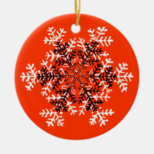 Schneeflocke rotes weißes Transp das MUSEUM Zazzle Keramikornament