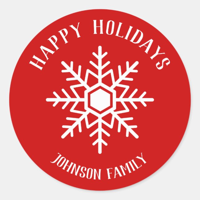 Schneeflocke Runder Aufkleber (Vorderseite)