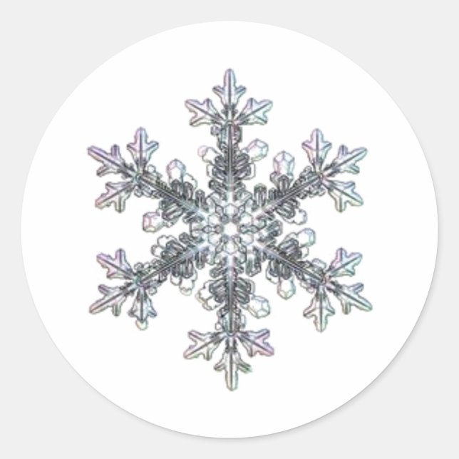 Schneeflocke Runder Aufkleber (Vorderseite)