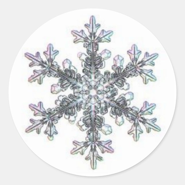 Schneeflocke Runder Aufkleber (Vorderseite)