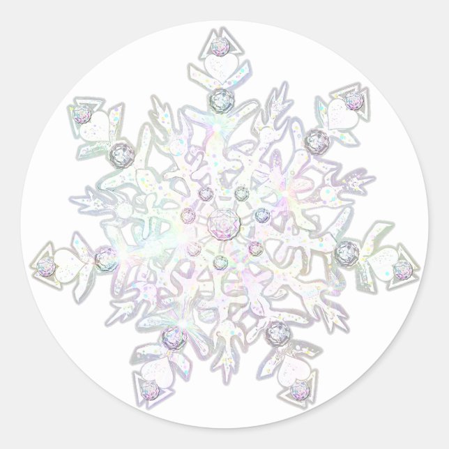 Schneeflocke Runder Aufkleber (Vorderseite)