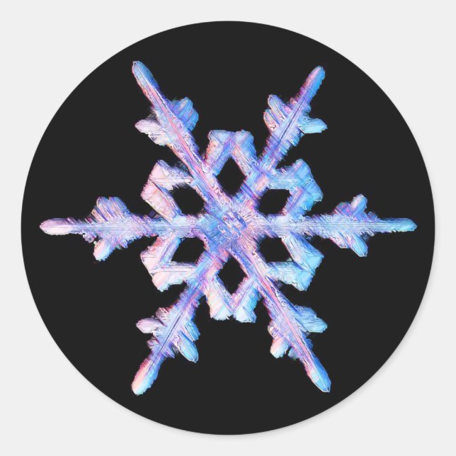 Schneeflocke Runder Aufkleber (Vorderseite)