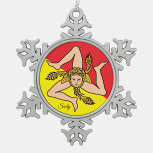 Schneeflocke, sizilianische Flagge Schneeflocken Zinn-Ornament